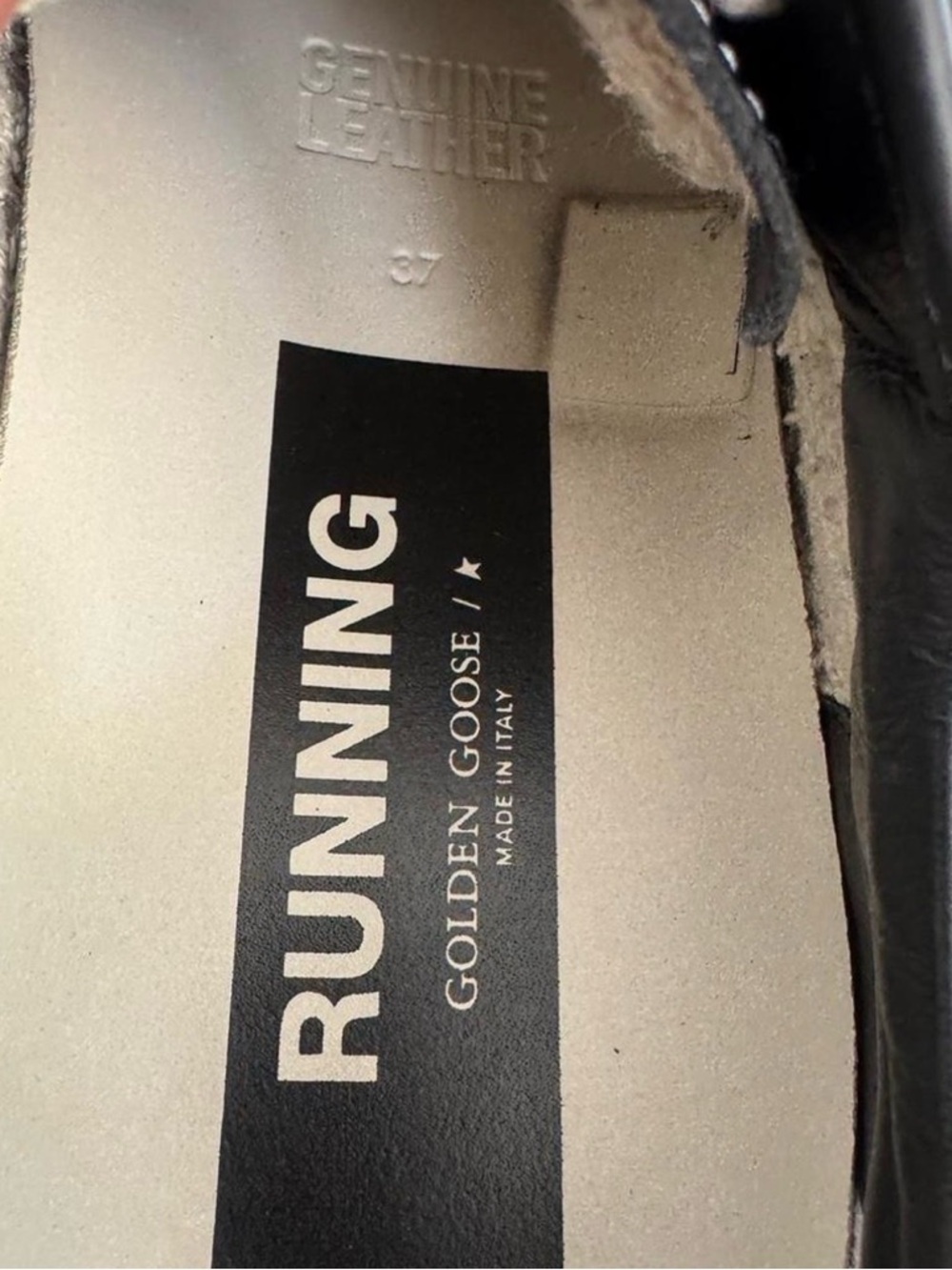 Golden Goose Deluxe Brand Running Sole Sneakers in Black Leather w/ White Stars - Picture 6 of 6